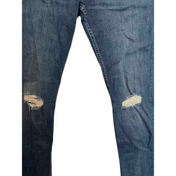 7 For All Mankind Slimmy Jeans Size 31 Blue Distressed Denim Stretch Casual Pant - Picture 3 of 7